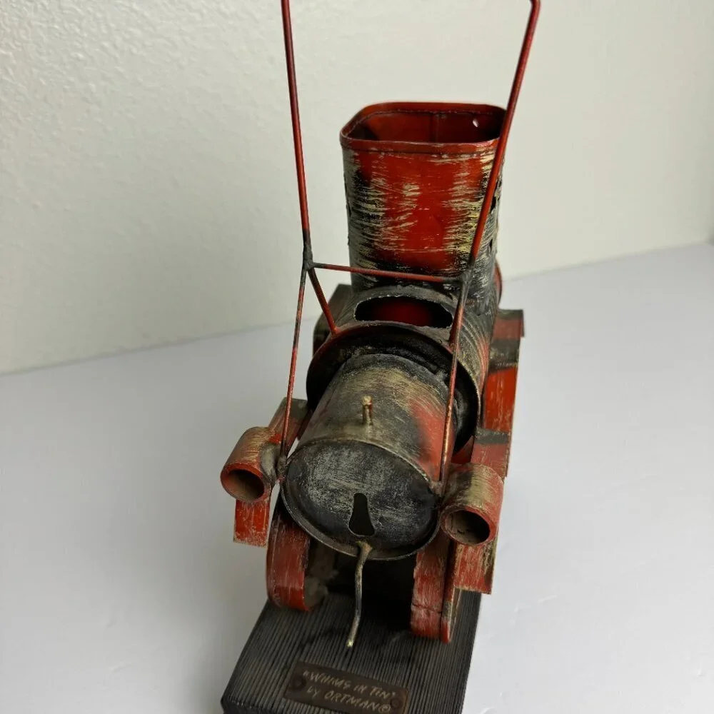 Vintage Metal Train by ORTMAN  Wooden stand
